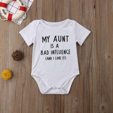 Load image into Gallery viewer, 'My Aunt is a Bad Influence' Basic Romper