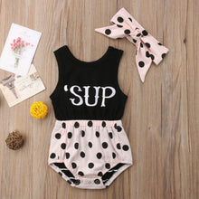 Load image into Gallery viewer, 'Sup' Baby Girl Romper + Headband